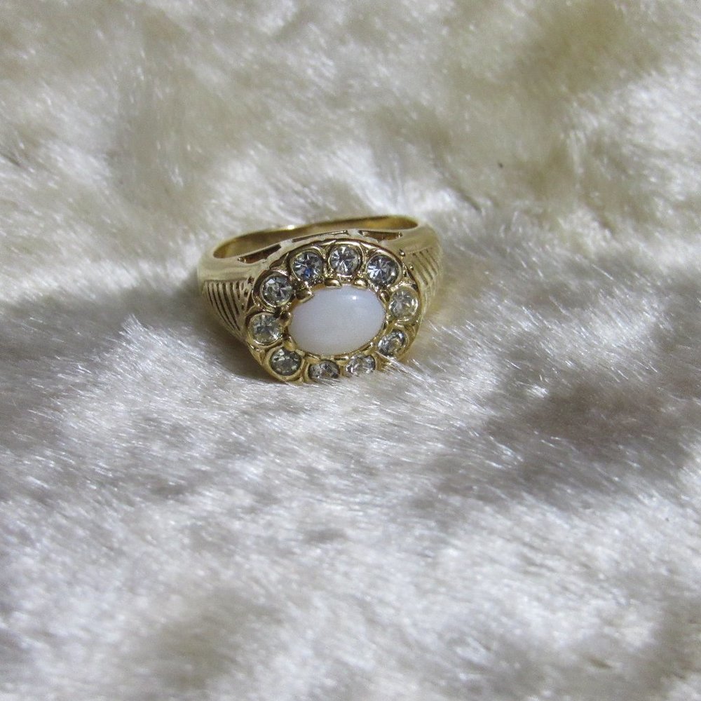 Vintage Opal and CZ ring Size 5